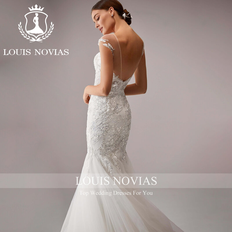 LOUIS NOVIAS-Vestido de Noiva Sereia, Bordado Brilhante, Ilusão CRISTAL, Trompete Querida, Vestido de Casamento, 2023