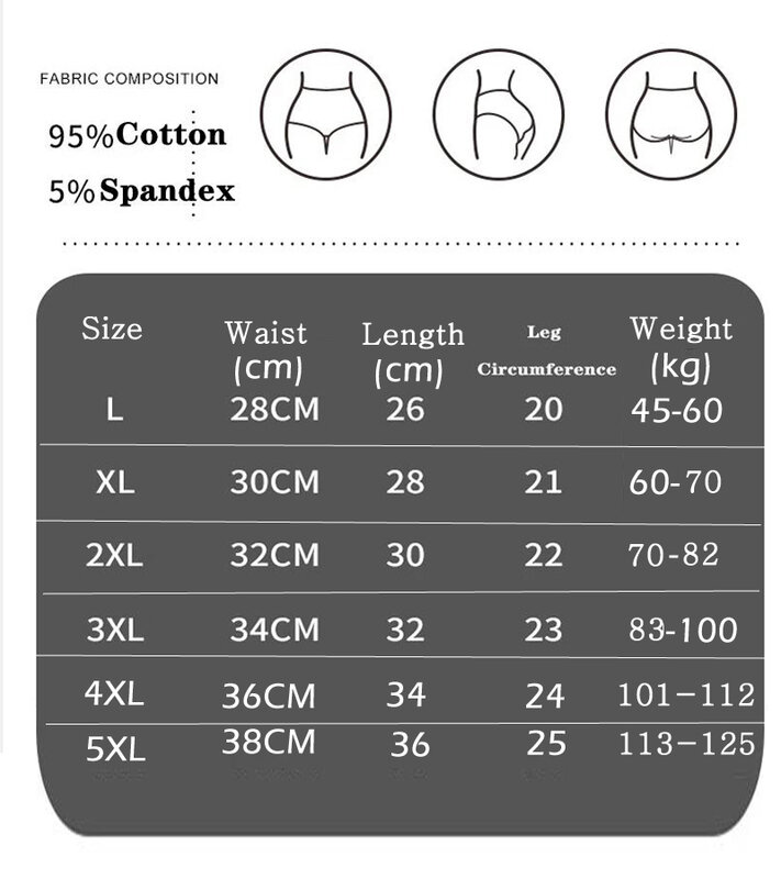 Cuecas de algodão de cintura alta para mulheres, roupas íntimas femininas, calcinhas regulares e plus size, L a 5XL