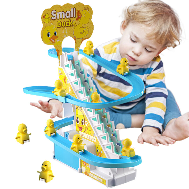 Pato elétrico trilha slide brinquedos para crianças, Ducks Climb, brinquedo de escadas, luzes LED, música, montanha-russa para meninos e meninas, bebê engraçado