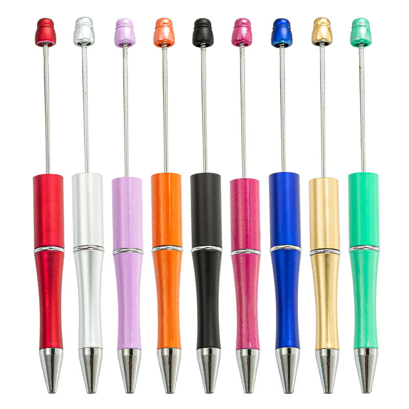 Пластиковая шариковая ручка с бусинами и черными чернилами, 25 шт.