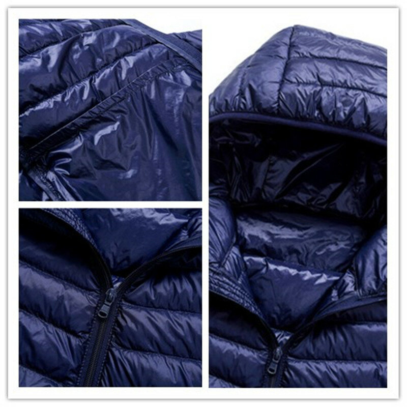 Jaket Bulu Angsa Ringan Musim Gugur Musim Dingin 2021 Mantel Hangat Ultra-tipis Bertudung Ramping Kasual Pria Jaket Parka Tahan Angin
