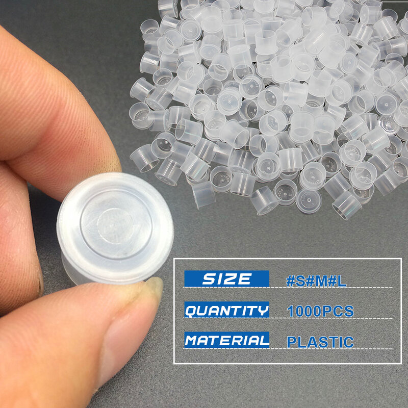 1000pcs Plastic Tattoo Ink Cups Caps 17mm 14mm 11mm Clear self standing Ink Caps Tattoo Pigment Cups Supply for ink