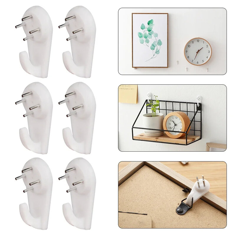 10pcs/set Photo Frame Hanging Hook White Painting Hook Plastic Invisible Wall Hooks Mount Photo Picture Nail Hook Hangers