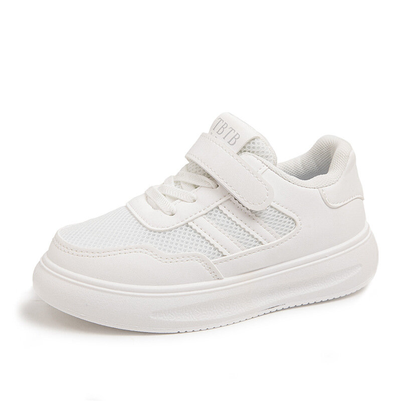 Zapatos blancos para niño y niña, zapatillas deportivas de malla transpirable, informales, talla 26-37, para primavera y verano