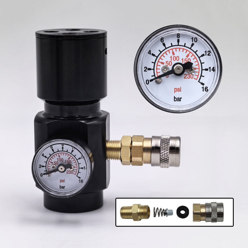 HPA Regulator CO2 mikro portabel udara, Regulator tekanan rendah 0-150psi aksesori adaptor standar Amerika untuk alat pneumatik
