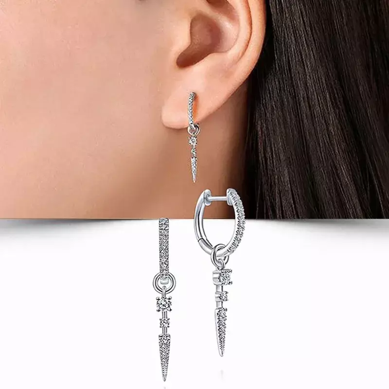 2024 Trendy Cool Girl Daily Earrings with Bright Cubic Zirconia Pendant Fashion Female Engagement Party Accessories Jewelry