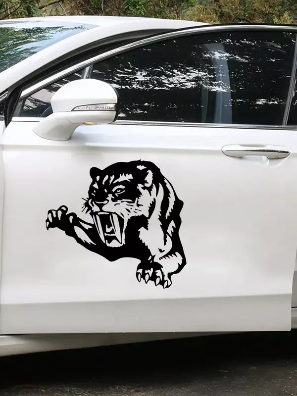 Автомобильная наклейка разных размеров, виниловая водостойкая Съемная наклейка с саблезубчатым тигром, самоклеящиеся автомобильные наклейки, 30 см * 26 см