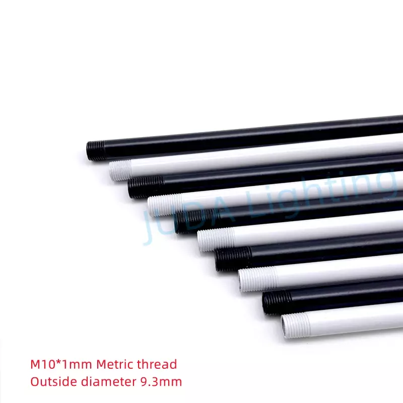 M10 Lâmpada Dente Tubo para Lâmpada LED Luzes, Tubo de Conexão Rosca, Haste oca, Tubo de Ferro Preto Reto, Tubo Métrico Branco Dentes