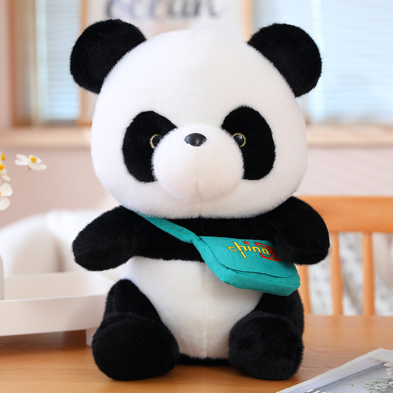 Boneka Hewan Boneka Mewah Beruang Panda Lucu Baru 25-40Cm Membawa Tas Hewan Mainan Bantal Kartun Kawaii Boneka Hadiah Kekasih Perempuan