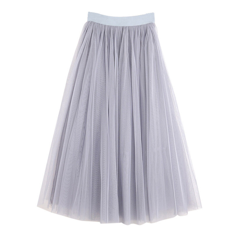 Женская винтажная Тюлевая юбка, женские эластичные сетчатые юбки с высокой талией, длинные плиссированные юбки, женская повседневная юбка, Q28