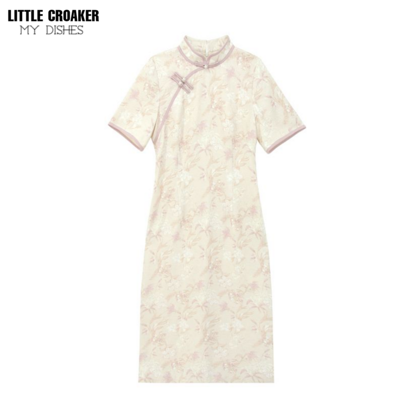 Women Republic Qipao Short Sleeve Dress Embroidery Cheongsam Daily Wear Chinese Style Clothes Woman Chinese Print Dress
