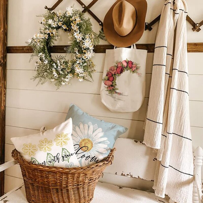 Весенние наволочки 18x18 набор из 4 декоративных подушек для дома, летние весенние декоративные подушки, весенние украшения