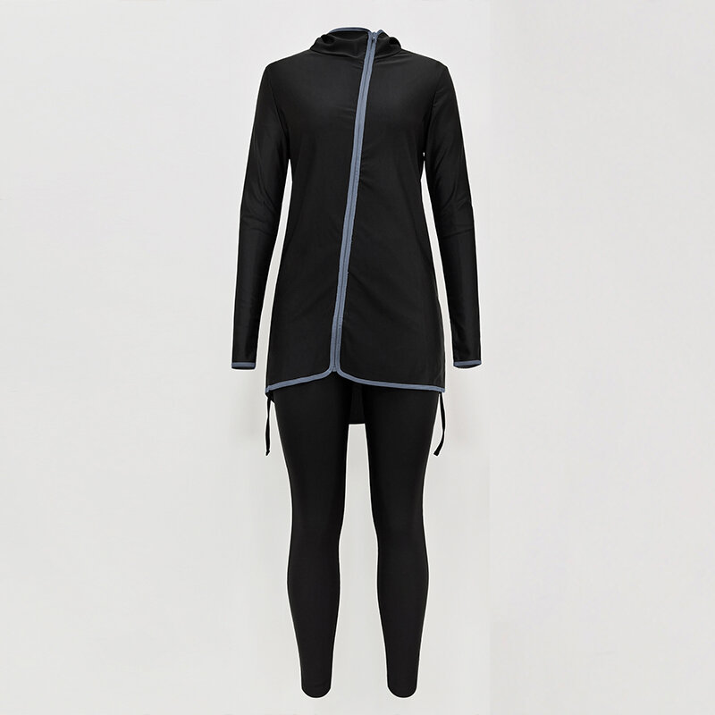Новинка 2022, модная мусульманская спортивная одежда, черная скромная спортивная одежда с полным покрытием, 2 шт., одежда для активного отдыха для женщин