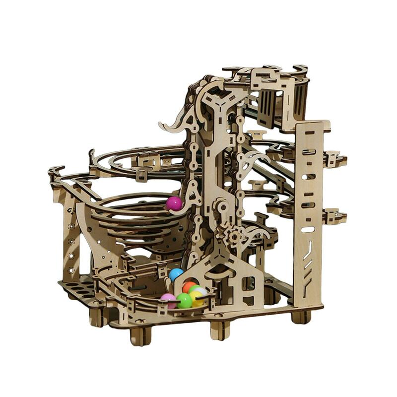 Puzzle kayu 3D merakit sendiri kerajinan asah otak marmer menjalankan Roller Coaster untuk Hobbyist Day Valentines dewasa Dekorasi Rumah