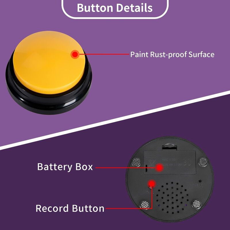 Флюоресцентная звуковая кнопка для записи голоса для детей, домашних животных, собак, Интерактивная игрушка, кнопки для ответа, производители шума Вечерние