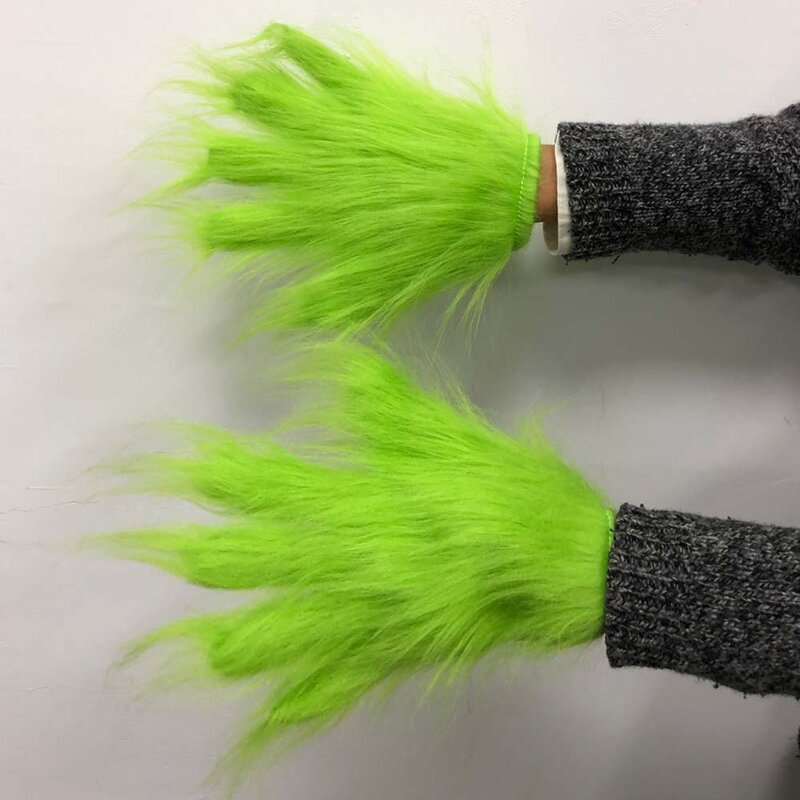Christmas Stole Geek rękawiczki Cosplay zielony potwór rękawiczki Halloween karnawałowy kostium akcesoria świąteczne prezenty na nowy rok