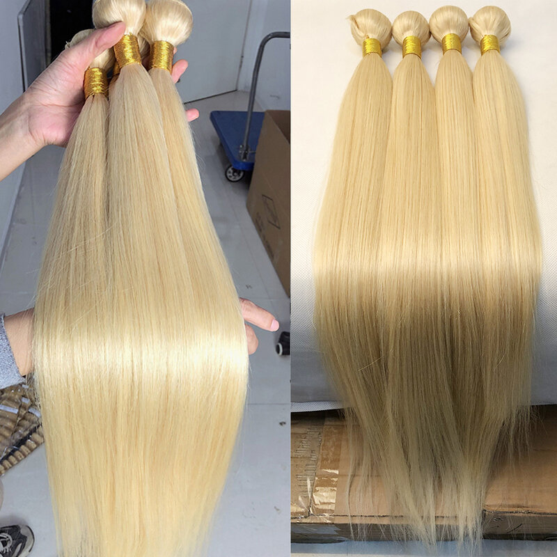 FASHOW cheveux brésiliens cheveux raides blonds paquets 613 cheveux blonds miel paquets de cheveux humains tisse des paquets 12-40 pouces en vente