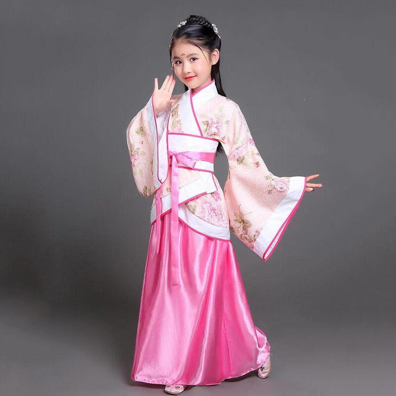 Hanfu-Costume chinois pour enfants, robes de demoiselle d'honneur pour enfants, vêtements de scène traditionnels, costume de danse pour femmes, robe dégradée pour adultes, 2023