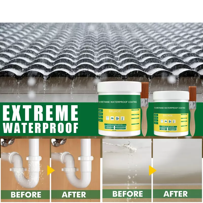 Lem poliuretan lapisan tidak terlihat, lapisan tahan air dengan sikat lem perbaikan untuk atap rumah kamar mandi