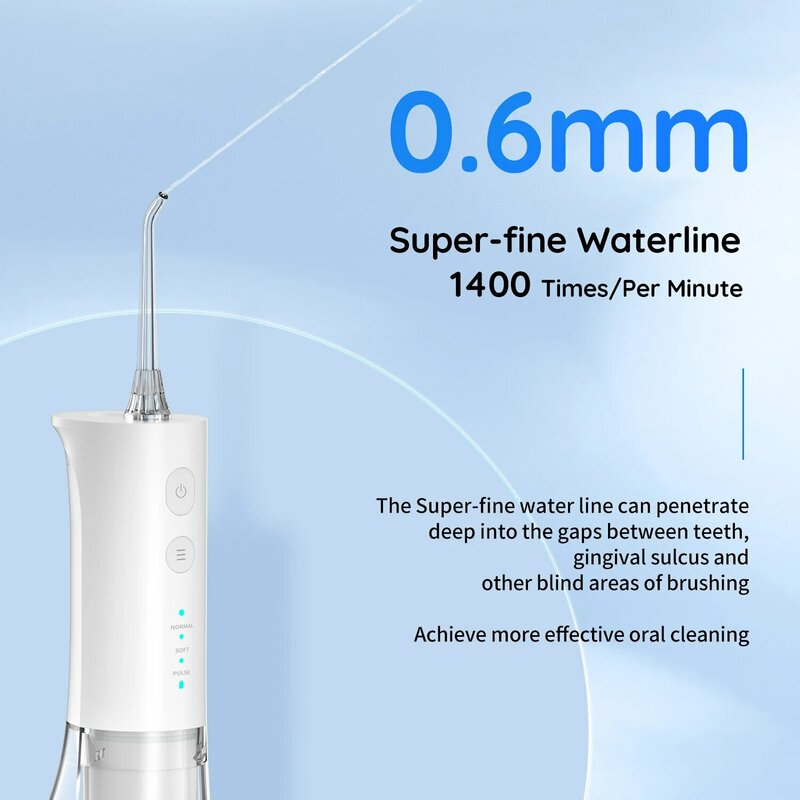 Mornwell F29 irigator Oral, pembersih gigi air Jet 3 Mode Flosser air untuk gigi dapat diisi ulang portabel 300ML tangki air