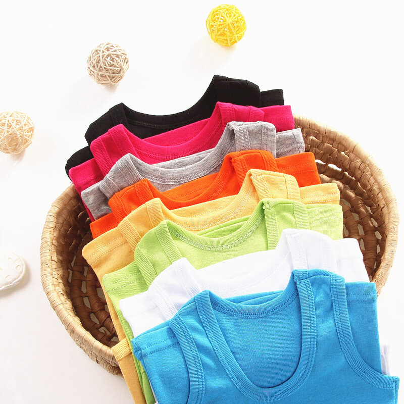 Kids Underwear Boys Vests Children Summer Vest Tops for Girls Solid Tank Top Boy Clothes Cotton Tees Sleeveless 2 to 12Y