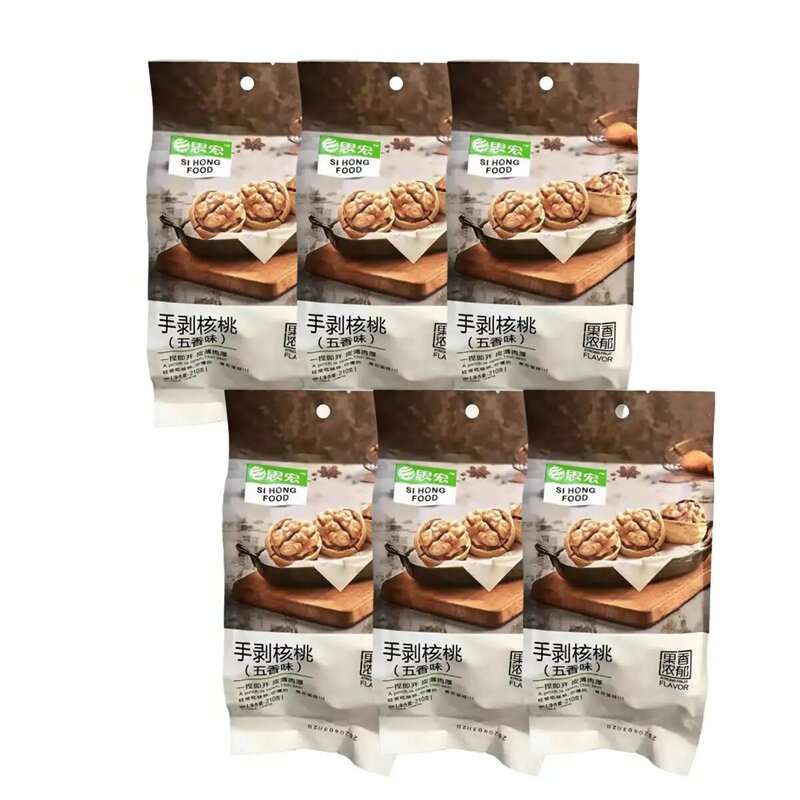 Жареные орехи Sihong ручной очистки, с пятью специями, 210 г x 6 упаковок