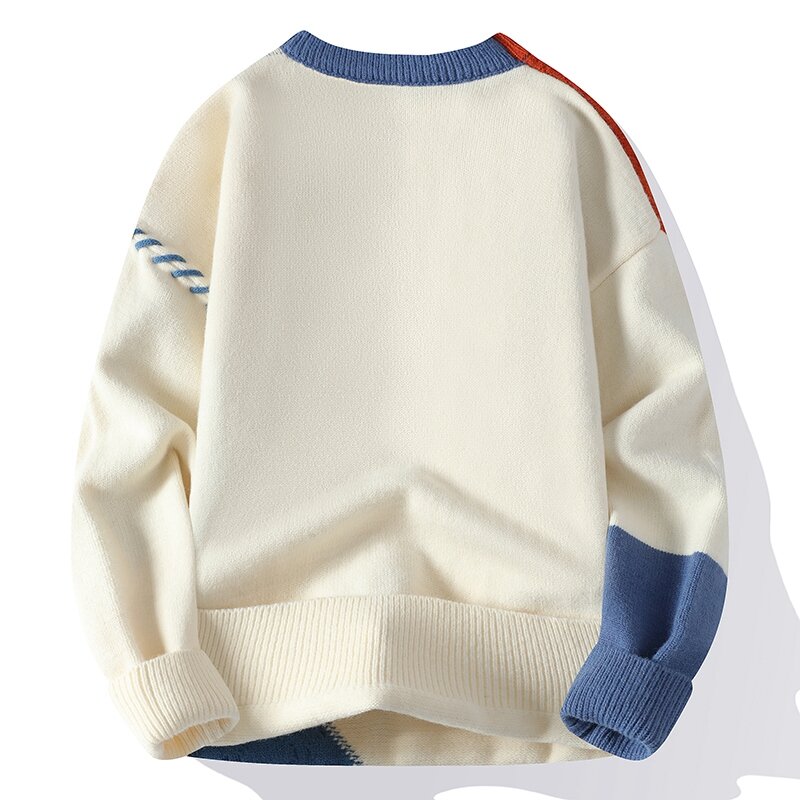 Мужской вязаный свитер с круглым вырезом, размеры до 4XL-M