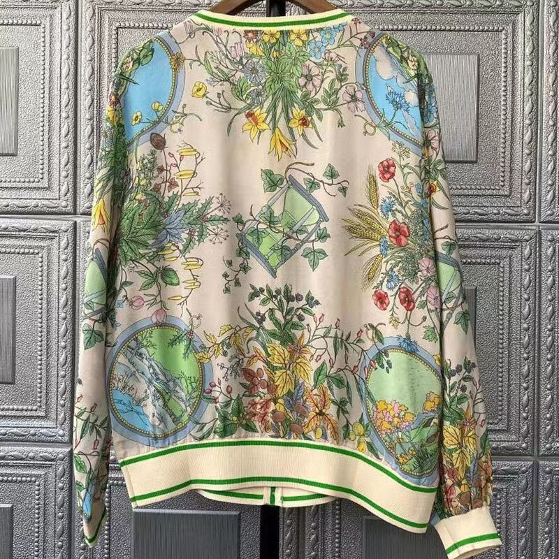Blusa con estampado Floral para mujer, cárdigan informal holgado de manga larga con bolsillo de un solo pecho, Tops de moda, ropa femenina, primavera y otoño