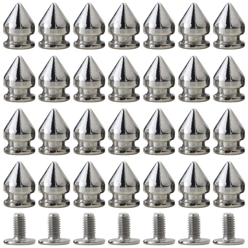 100 Pack Spikes and Studs 9.5MM Spikes for Clothing Metal Studs Rivets for Leather Punk Spikes Accessories Screw Back