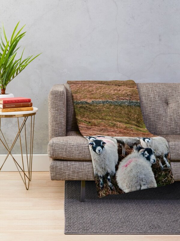 Swaledale Sheep in Weardale Throw Blanket Stuffed Blankets