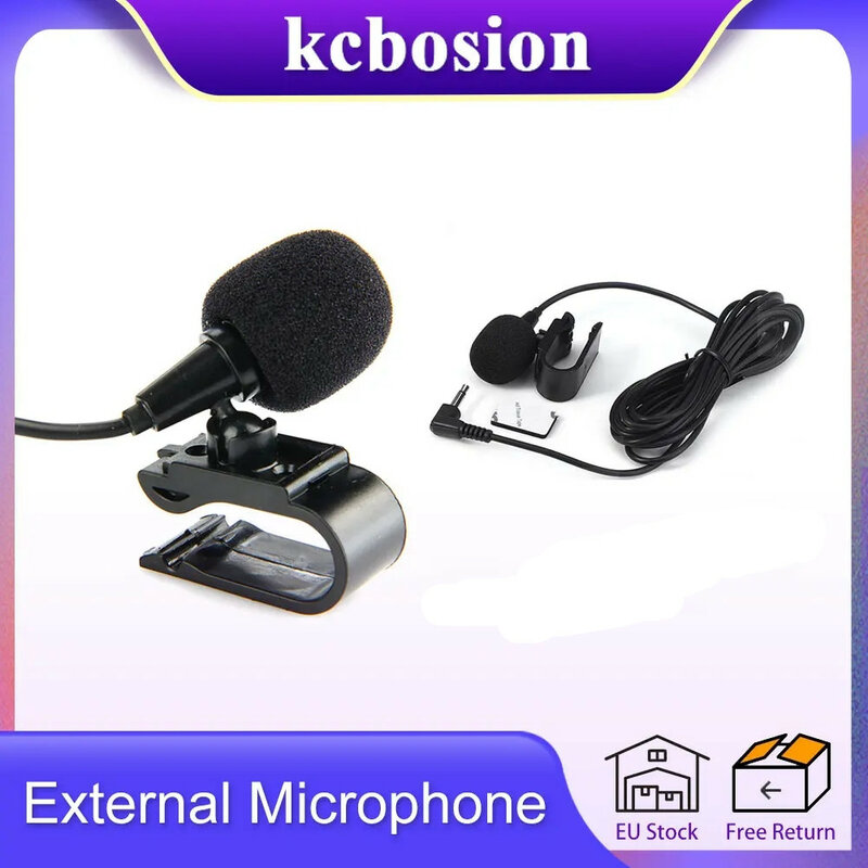 Bosion Professional Mikrofon Audio Mobil, Mikrofon Eksternal Berkabel Stereo Mini Colokan Jack 3.5Mm untuk Auto DVD Radio Panjang 3M