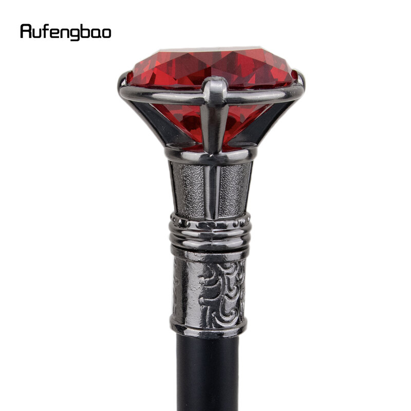 Red Diamond Type Silver Walking Stick with Hidden Plate Self Defense Fashion Cane Plate Cosplay Crosier Stick 93cm