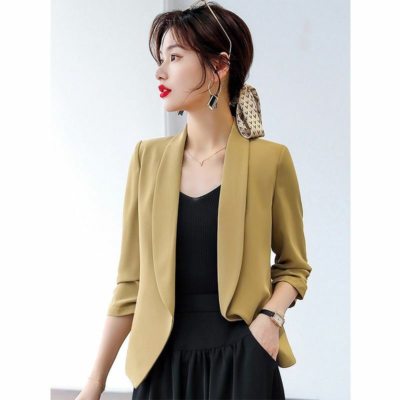 Elegant Solid Color Spliced All-match Shirring Shirt Women's Clothing 2023 Spring New Oversized Casual Tops Office Lady Blouse
