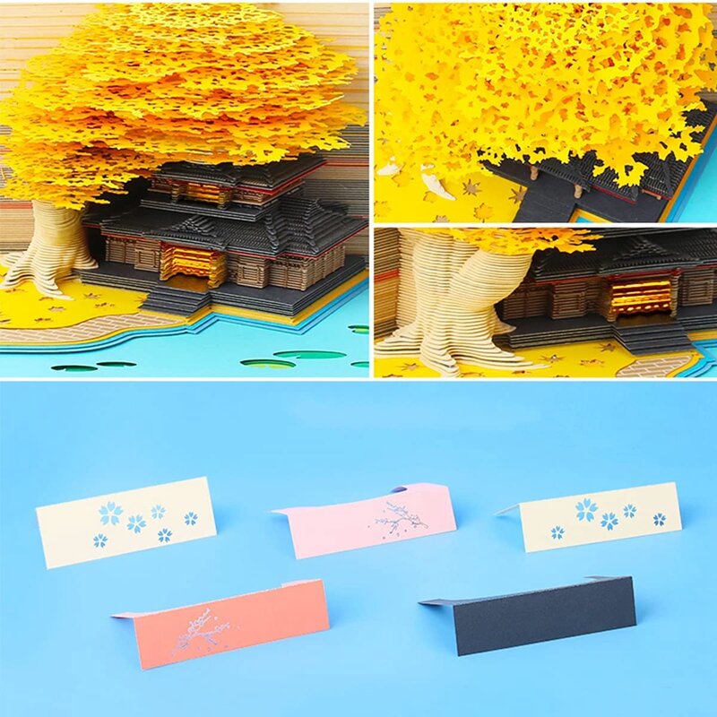 Notas de palo 3D, pegatinas de conveniencia, papeles de tarjeta, artesanía creativa, DIY, notas de poste con luz