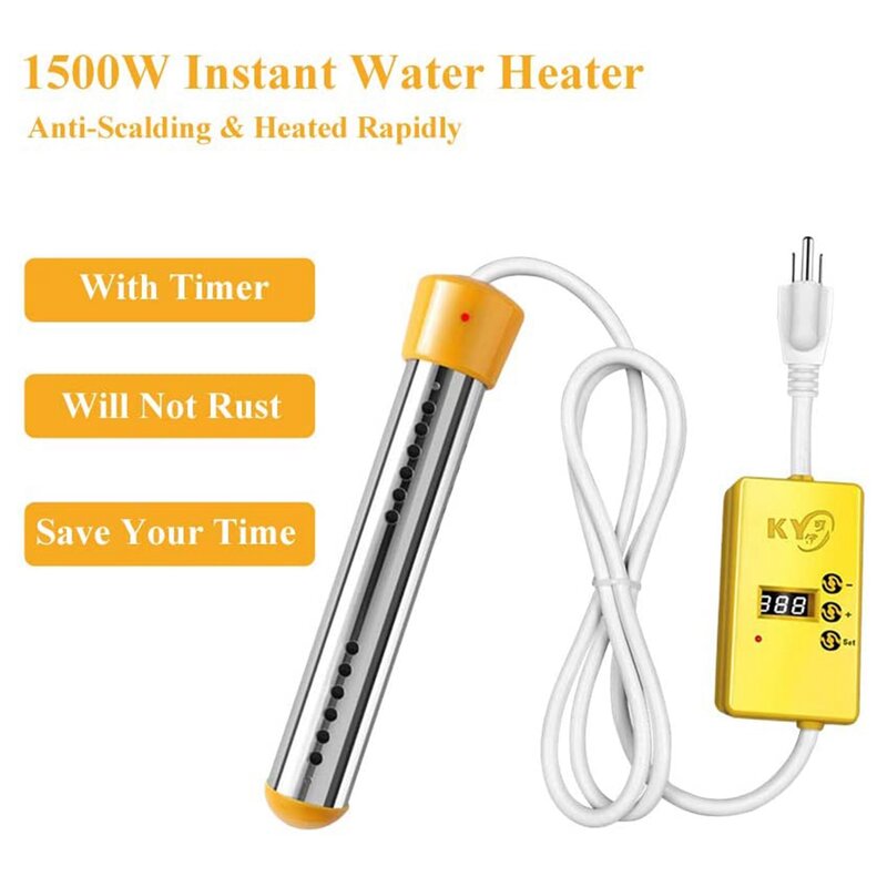 2500W Electric Heater Boiler Water Heating Elements Portable Immersion Suspension Bathroom Swimming Pool EU Plug Black