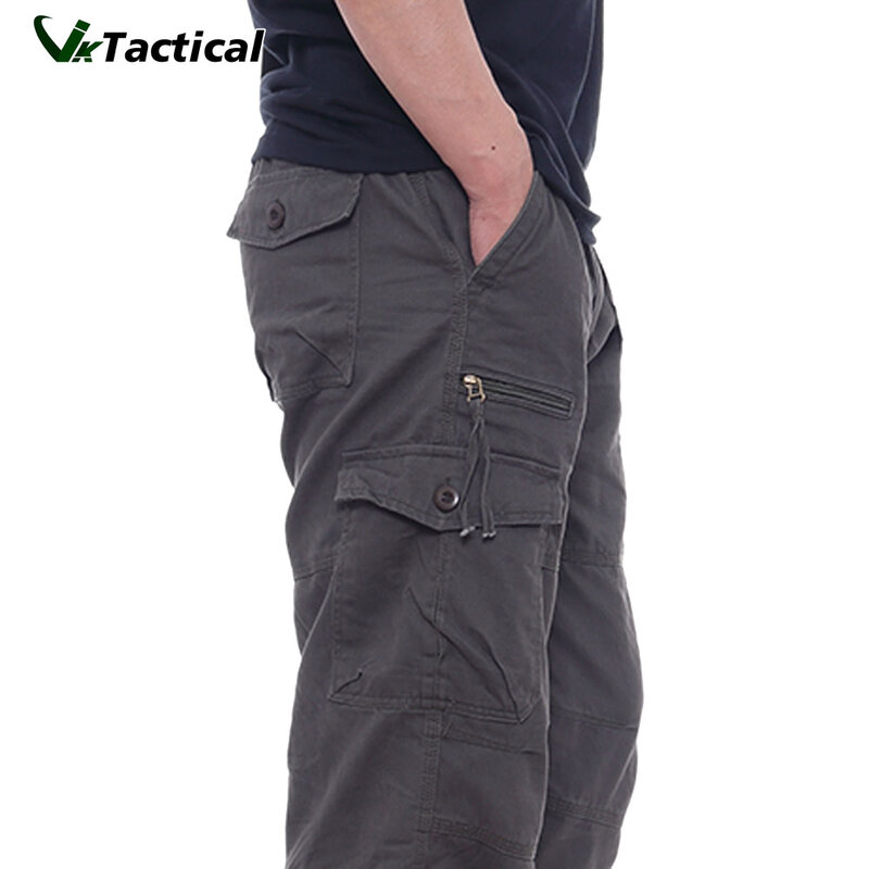 Pantalon cargo multi-poches pour hommes, pantalon militaire, jogging de travail, grande taille, coton, décontracté, printemps
