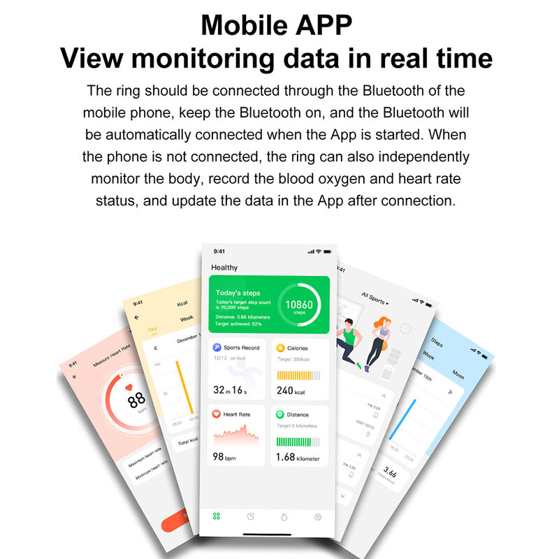 Smart Ring Herzfrequenz überwachung Fitness-Tracker Schlaf monitor Bluts auer stoff Fingerring für iOS Android Sport Gesundheits ringe