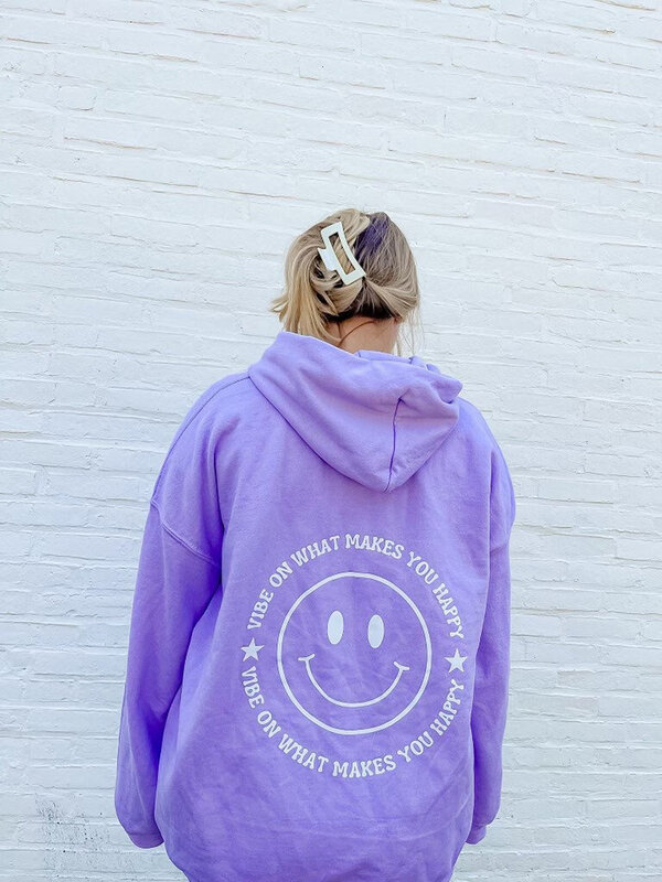 What Makes You Happy Face Graphic Womens Cotton Hoodies Personality Street Hip Hop Clothing Pocket Warm Tops Female Sweatshirts