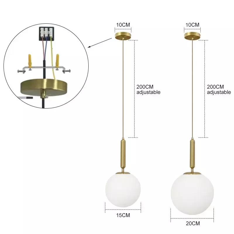 Современная Подвесная лампа, роскошный золотой стеклянный шар, абажур, осветительные приборы для столовой, спальни, декоративное освещение