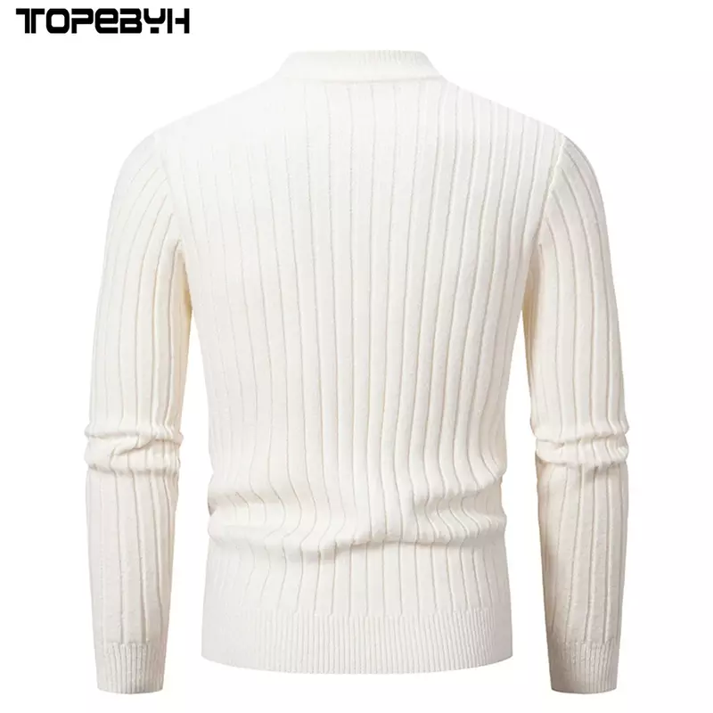 Sweater rajut pria, Busana tebal nyaman lembut sweater kasual Pullover hangat atasan rajut