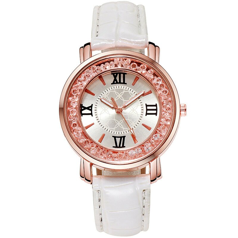 Uhren für Damen Mode lässig Diamant Quarz analoge Armbanduhren Leder armband Damen elegante Kristall All-Match-Uhr