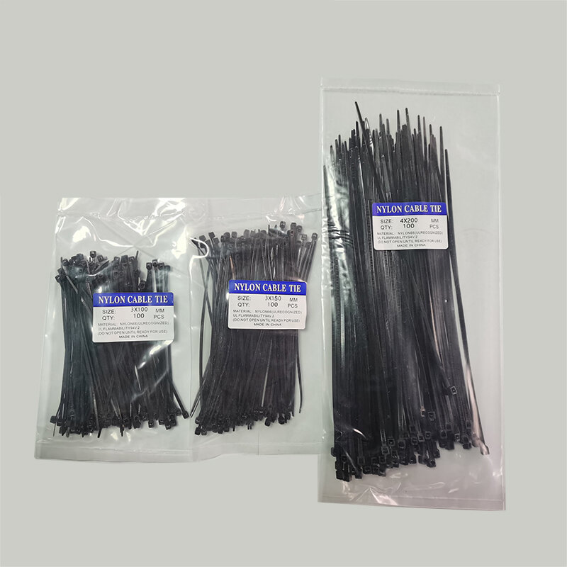 300PCS/Set Nylon Cable Self-locking Plastic Wire Zip Ties Set 3*100 3*150 4*200  Industrial Supply Fasteners & Hardware Cable