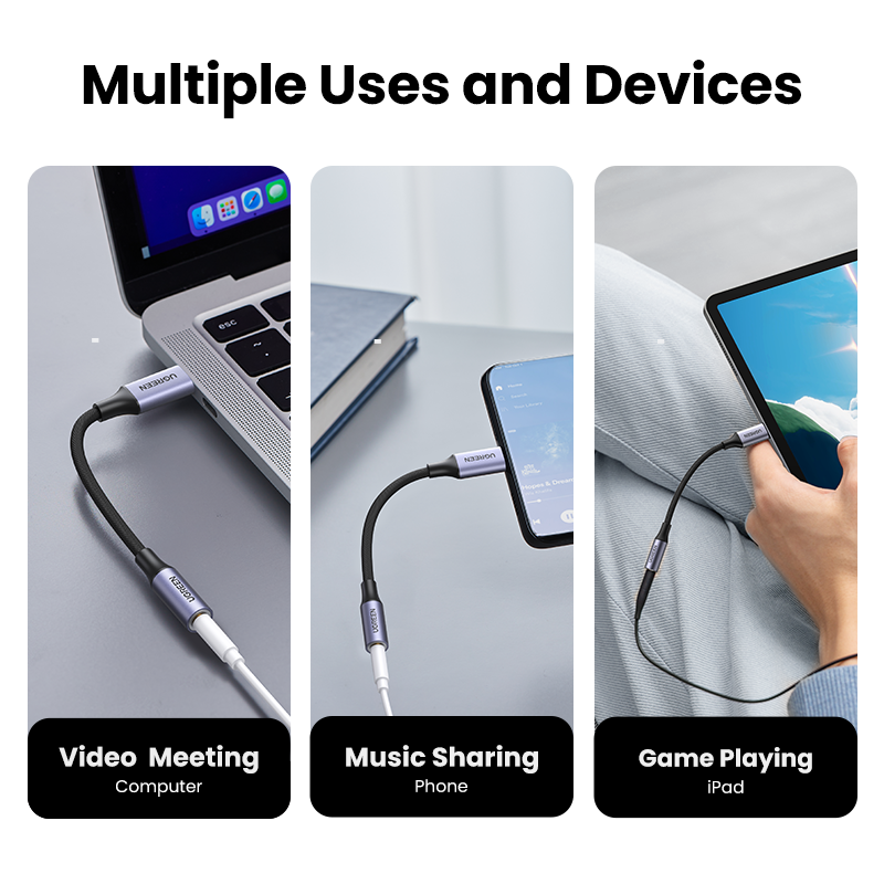 UGREEN USB typ C do 3.5mm słuchawki USB C kabel USB C do 3.5 Adapter słuchawkowy kabel Audio dla Xiaomi Mi10 HUAWEI P30 Oneplus 9