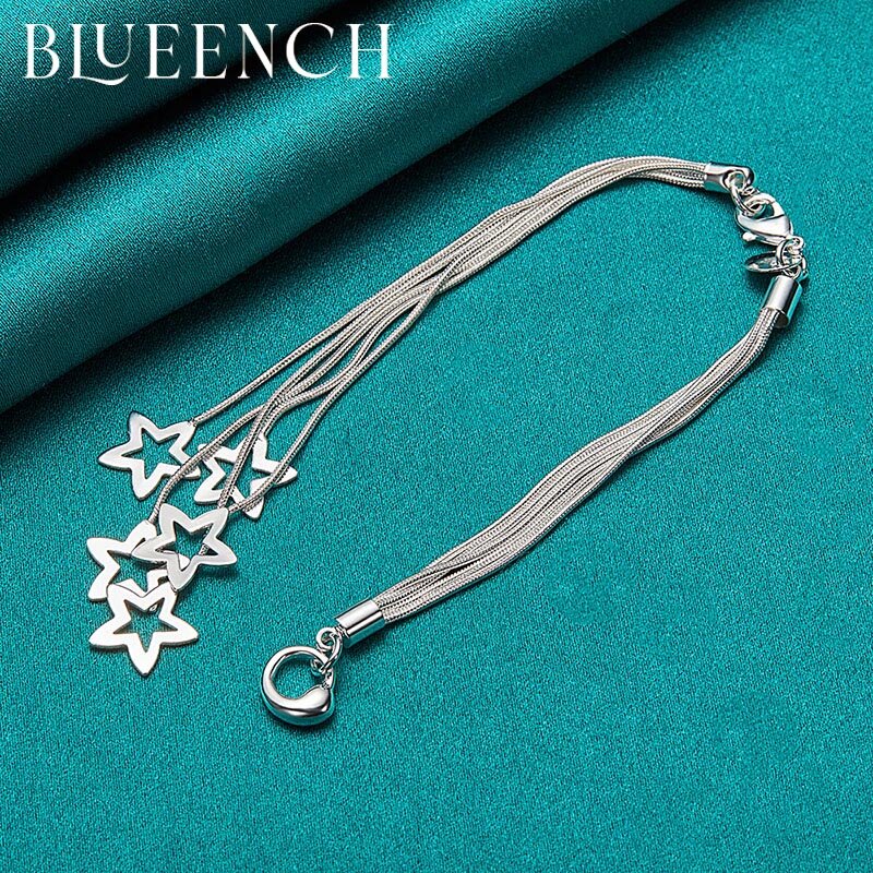Braccialetto con nappe a stella in argento Sterling 925 Blueench per gioielli di personalità di temperamento di moda per feste da donna