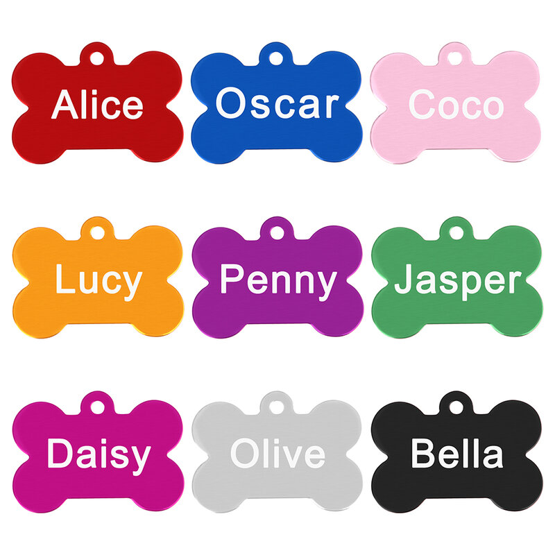Etiqueta de identificación personalizada para perros y gatos, hueso de aleación, accesorios para Collar de cachorro y gatito, antipérdida, etiquetas de nombre para mascotas pequeñas y grandes