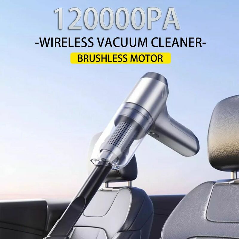 Aspirador de pó sem fio portátil do carro, Mini limpador portátil para eletrodomésticos, poderosa máquina de limpeza, 120000PA