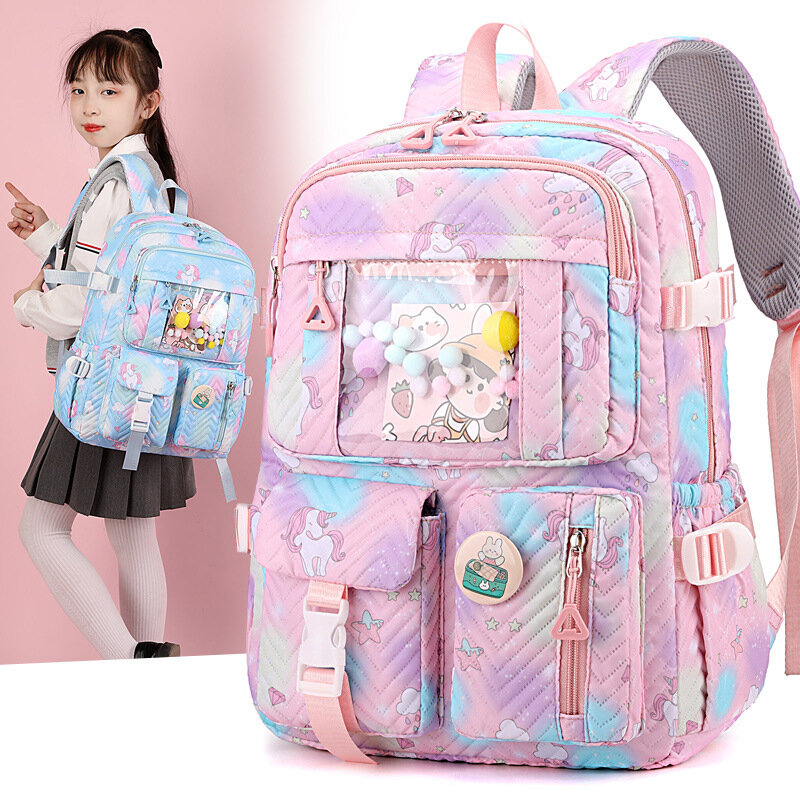 Школьный ранец с мультипликационным рисунком для девочек-подростков, Женский дорожный рюкзак для детей, школьный портфель для начальной и старшей школы для подростков
