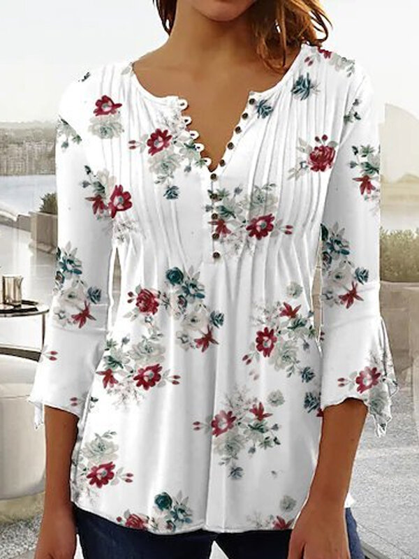 Camisa holgada informal de manga larga para mujer, tops estampados elegantes, temperamento, moda