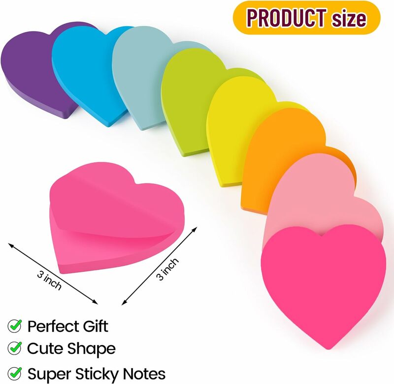 Cute Kawaii Love Hearts Paper Sticky Notes Post Memo Pads notepad cancelleria estetica School Office Supply Planner Index Tabs
