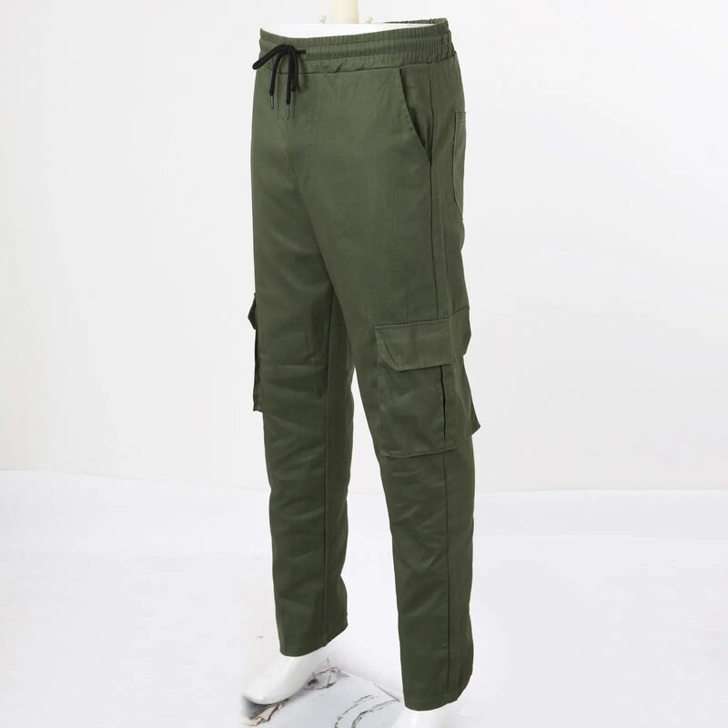 Męskie spodnie cargo wiosna jesień jednolity kolor proste spodnie z kieszeniami sportowe spodnie dresowe kombinezony spodnie męskie